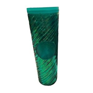 NWT Starbucks 2022 Holiday Green Candy Cane Swirl Acrylic Tumbler, 16 Oz Grande